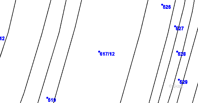 Parcela st. 617/12 v KÚ Křivsoudov, Katastrální mapa