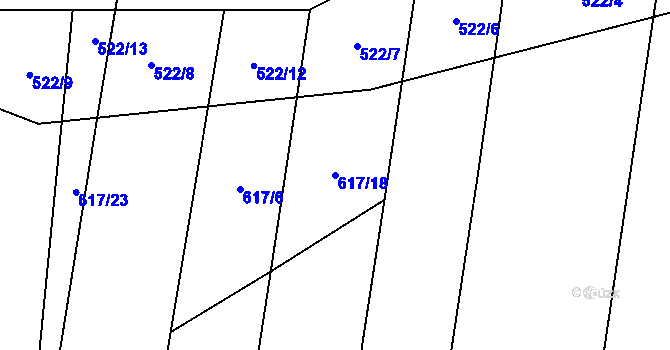 Parcela st. 617/18 v KÚ Křivsoudov, Katastrální mapa