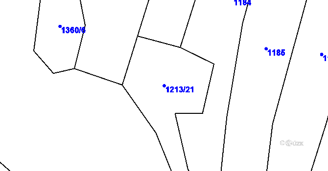 Parcela st. 1213/21 v KÚ Křivsoudov, Katastrální mapa