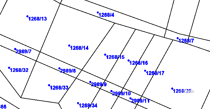Parcela st. 1268/15 v KÚ Křivsoudov, Katastrální mapa