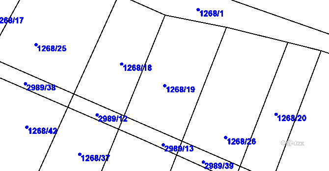 Parcela st. 1268/19 v KÚ Křivsoudov, Katastrální mapa