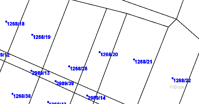 Parcela st. 1268/20 v KÚ Křivsoudov, Katastrální mapa