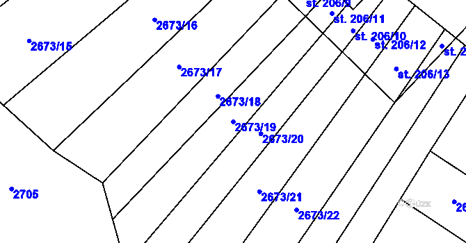 Parcela st. 2673/19 v KÚ Křivsoudov, Katastrální mapa