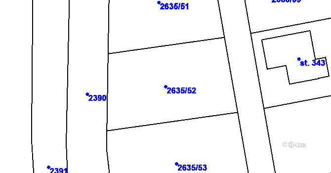 Parcela st. 2635/52 v KÚ Křivsoudov, Katastrální mapa