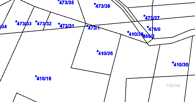 Parcela st. 410/26 v KÚ České Křižánky, Katastrální mapa