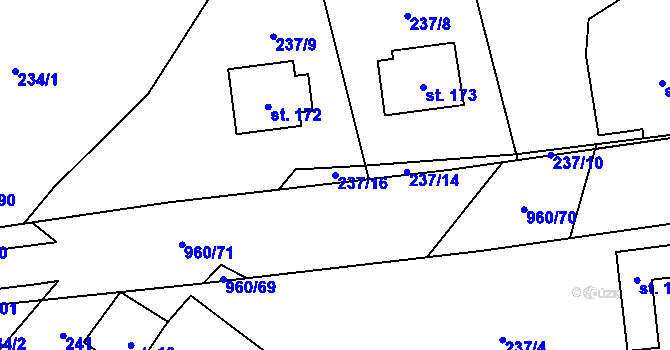 Parcela st. 237/16 v KÚ České Křižánky, Katastrální mapa