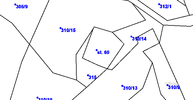 Parcela st. 60 v KÚ České Křižánky, Katastrální mapa