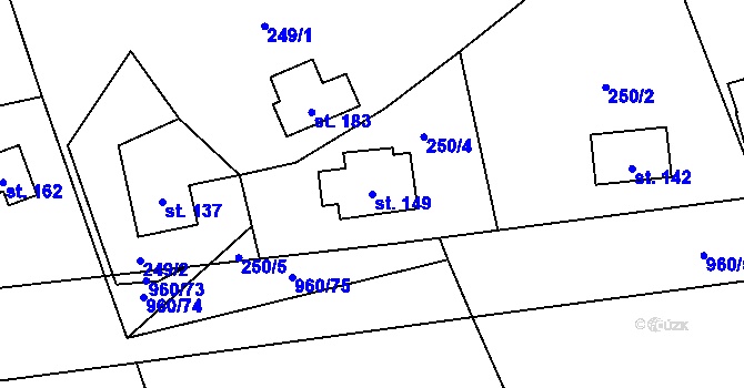 Parcela st. 149 v KÚ České Křižánky, Katastrální mapa