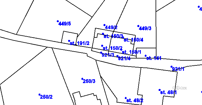 Parcela st. 921/3 v KÚ České Křižánky, Katastrální mapa