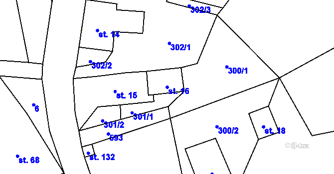 Parcela st. 16 v KÚ Moravské Křižánky, Katastrální mapa