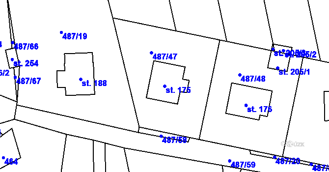 Parcela st. 175 v KÚ Moravské Křižánky, Katastrální mapa