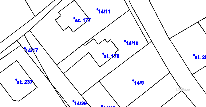Parcela st. 178 v KÚ Moravské Křižánky, Katastrální mapa