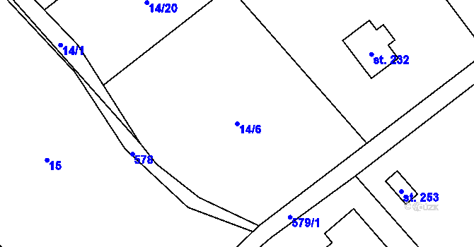 Parcela st. 14/6 v KÚ Moravské Křižánky, Katastrální mapa