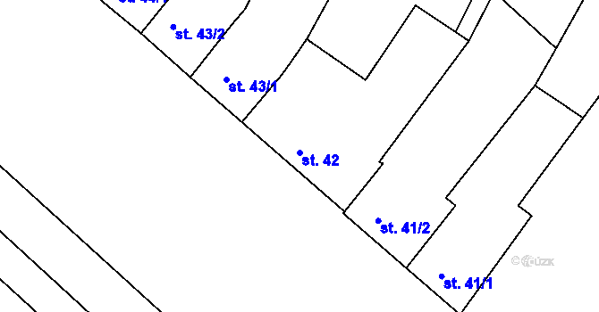 Parcela st. 42 v KÚ Křižanov, Katastrální mapa