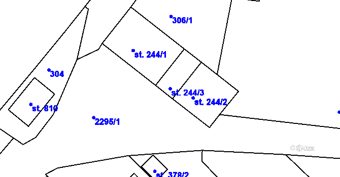 Parcela st. 244/3 v KÚ Křižanov, Katastrální mapa