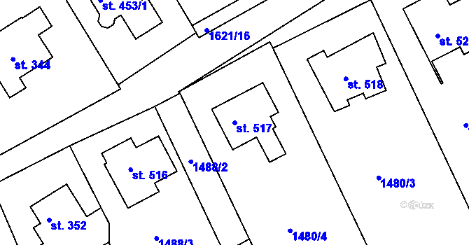 Parcela st. 517 v KÚ Křižanov, Katastrální mapa