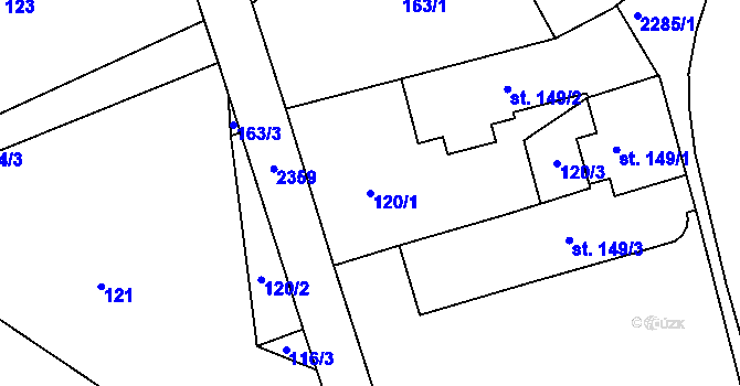 Parcela st. 120/1 v KÚ Křižanov, Katastrální mapa