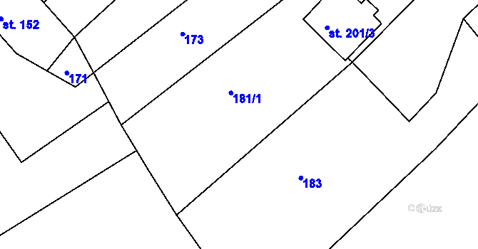 Parcela st. 181/2 v KÚ Křižanov, Katastrální mapa