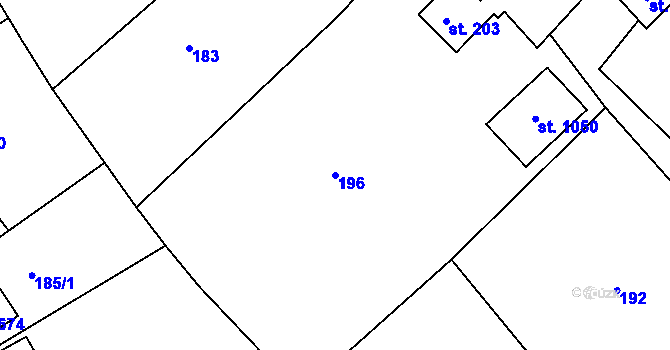 Parcela st. 196 v KÚ Křižanov, Katastrální mapa
