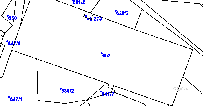 Parcela st. 652 v KÚ Křižanov, Katastrální mapa