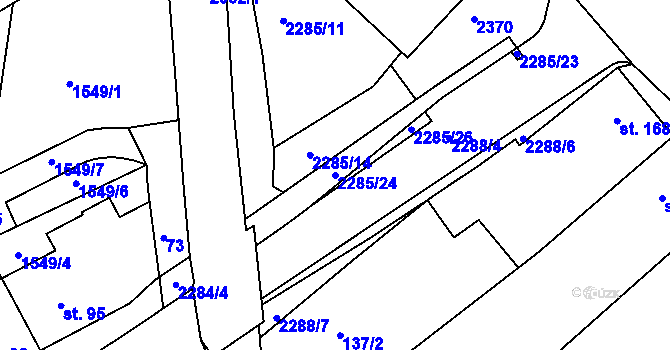Parcela st. 2285/24 v KÚ Křižanov, Katastrální mapa