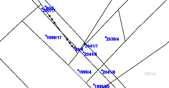 Parcela st. 2041/7 v KÚ Křižanov, Katastrální mapa