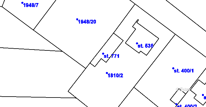 Parcela st. 771 v KÚ Křižanov, Katastrální mapa