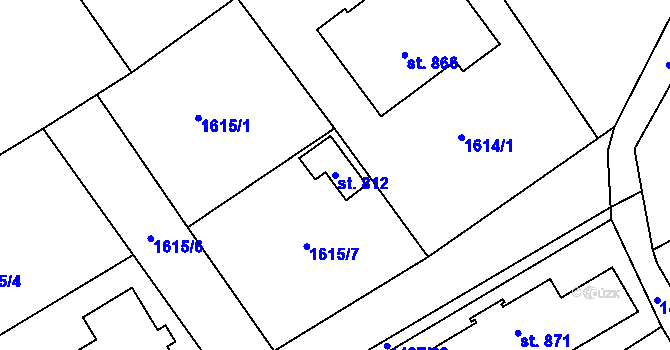 Parcela st. 812 v KÚ Křižanov, Katastrální mapa