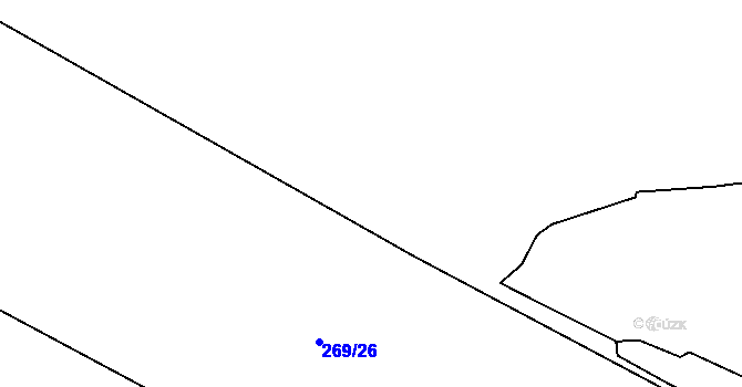 Parcela st. 269/25 v KÚ Křižanov, Katastrální mapa