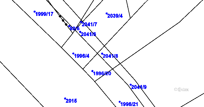 Parcela st. 2041/8 v KÚ Křižanov, Katastrální mapa