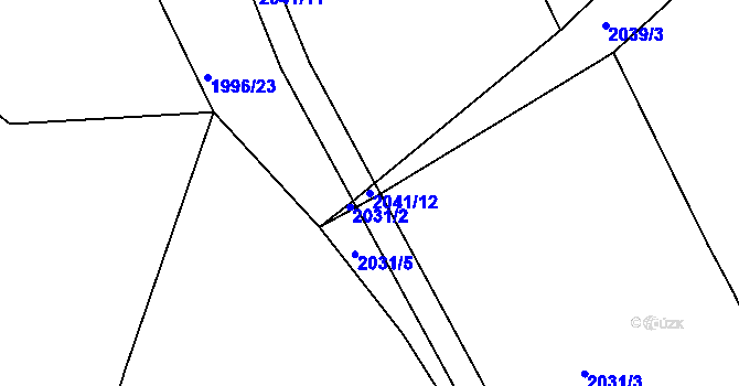 Parcela st. 2041/12 v KÚ Křižanov, Katastrální mapa