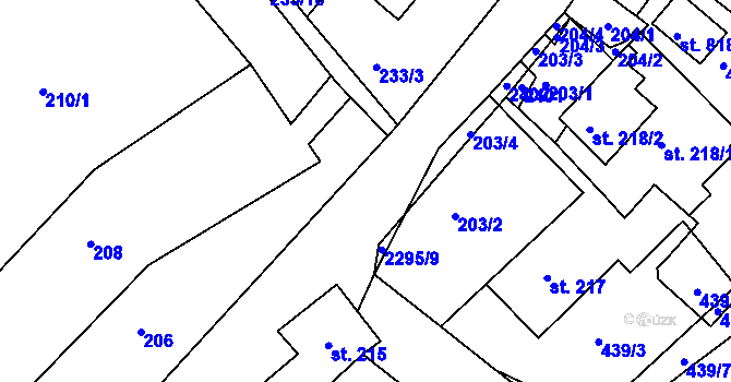 Parcela st. 2285/38 v KÚ Křižanov, Katastrální mapa