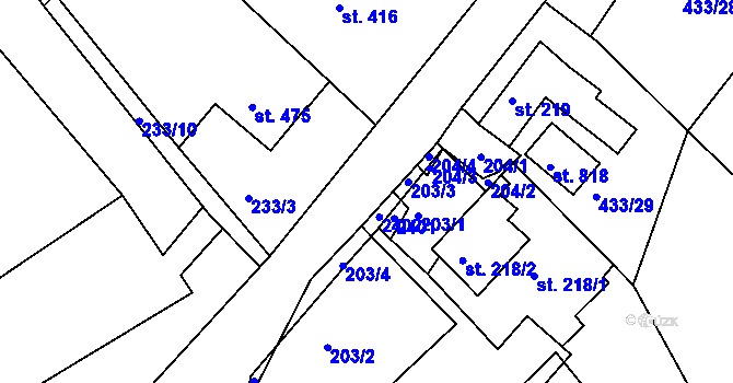 Parcela st. 2285/40 v KÚ Křižanov, Katastrální mapa