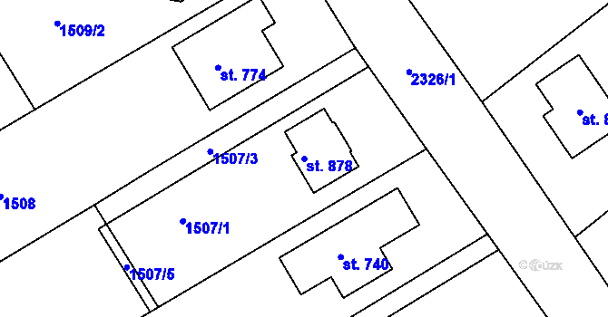 Parcela st. 878 v KÚ Křižanov, Katastrální mapa