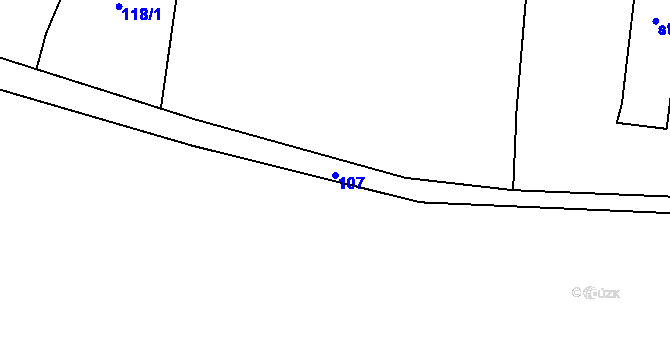 Parcela st. 107 v KÚ Křižanov u Zábřeha, Katastrální mapa