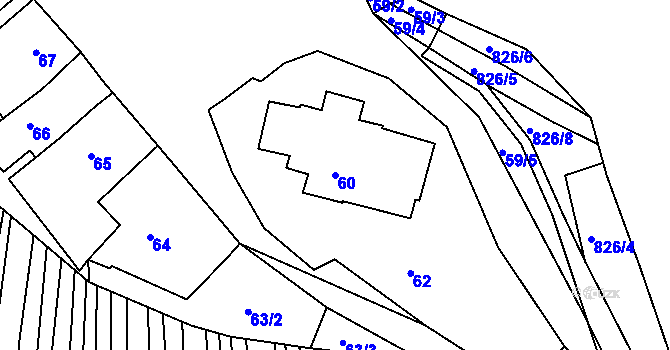 Parcela st. 60 v KÚ Křižanovice u Bučovic, Katastrální mapa