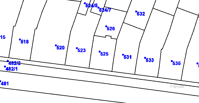 Parcela st. 525 v KÚ Křižanovice u Bučovic, Katastrální mapa