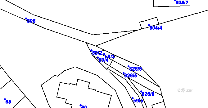 Parcela st. 59/3 v KÚ Křižanovice u Bučovic, Katastrální mapa
