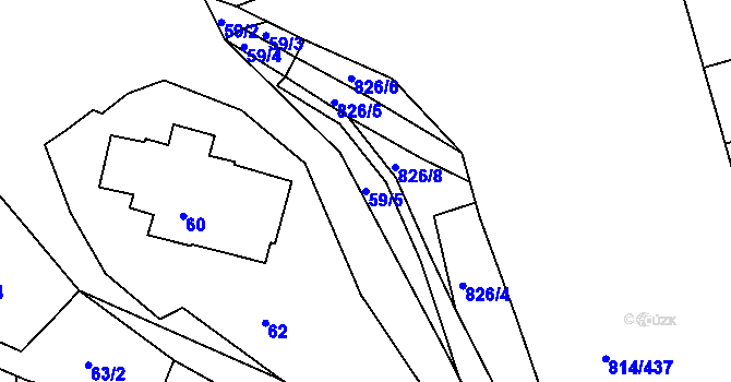 Parcela st. 59/5 v KÚ Křižanovice u Bučovic, Katastrální mapa