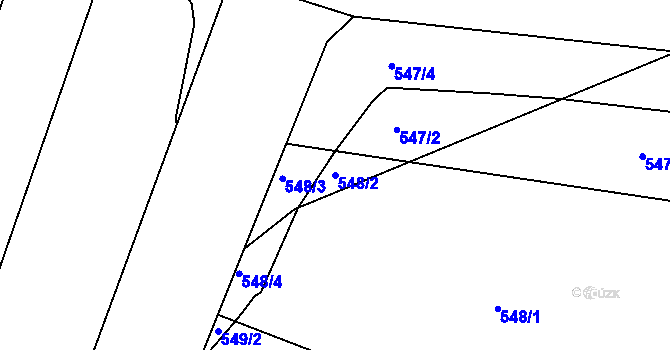 Parcela st. 548/2 v KÚ Křižanovice u Bučovic, Katastrální mapa