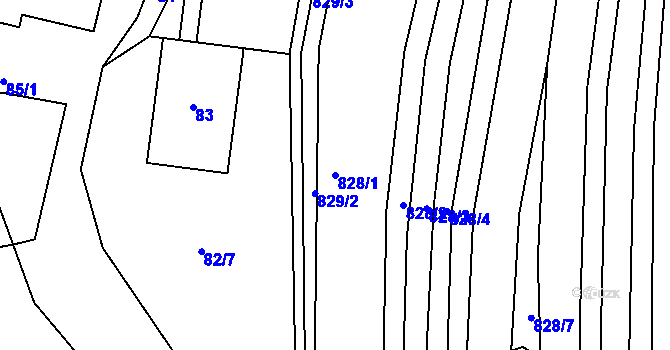 Parcela st. 828/1 v KÚ Křižanovice u Bučovic, Katastrální mapa