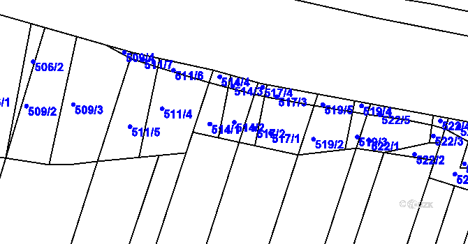 Parcela st. 514/2 v KÚ Křižanovice u Bučovic, Katastrální mapa