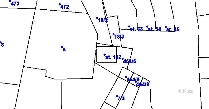 Parcela st. 112 v KÚ Křižanovice u Vyškova, Katastrální mapa