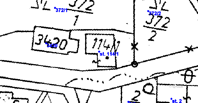 Parcela st. 114/1 v KÚ Křižany, Katastrální mapa