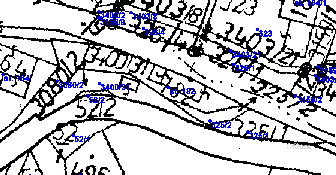Parcela st. 182 v KÚ Křižany, Katastrální mapa