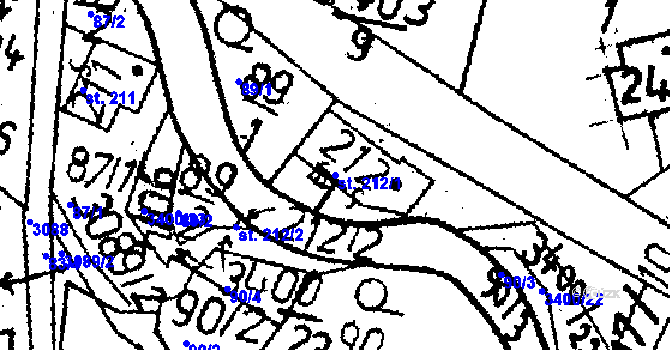 Parcela st. 212/1 v KÚ Křižany, Katastrální mapa