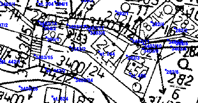 Parcela st. 244 v KÚ Křižany, Katastrální mapa