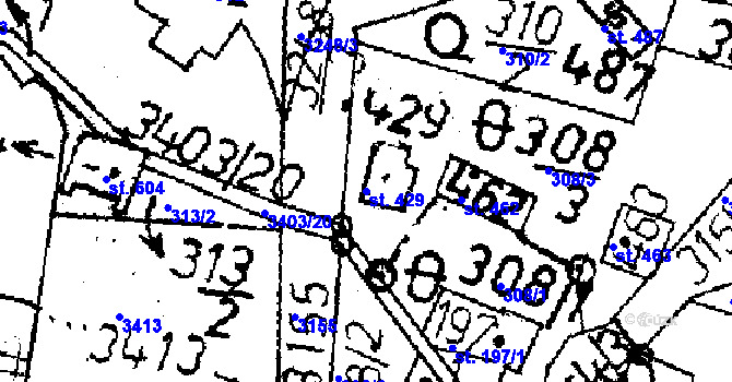 Parcela st. 429 v KÚ Křižany, Katastrální mapa