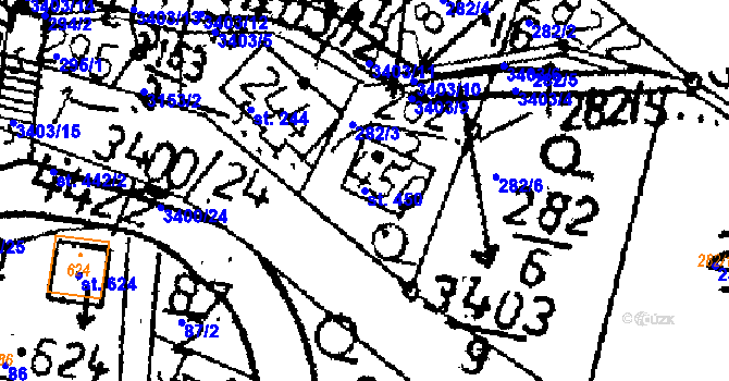 Parcela st. 450 v KÚ Křižany, Katastrální mapa