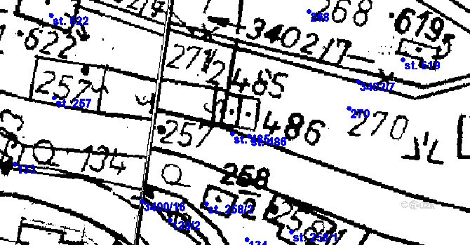 Parcela st. 485 v KÚ Křižany, Katastrální mapa